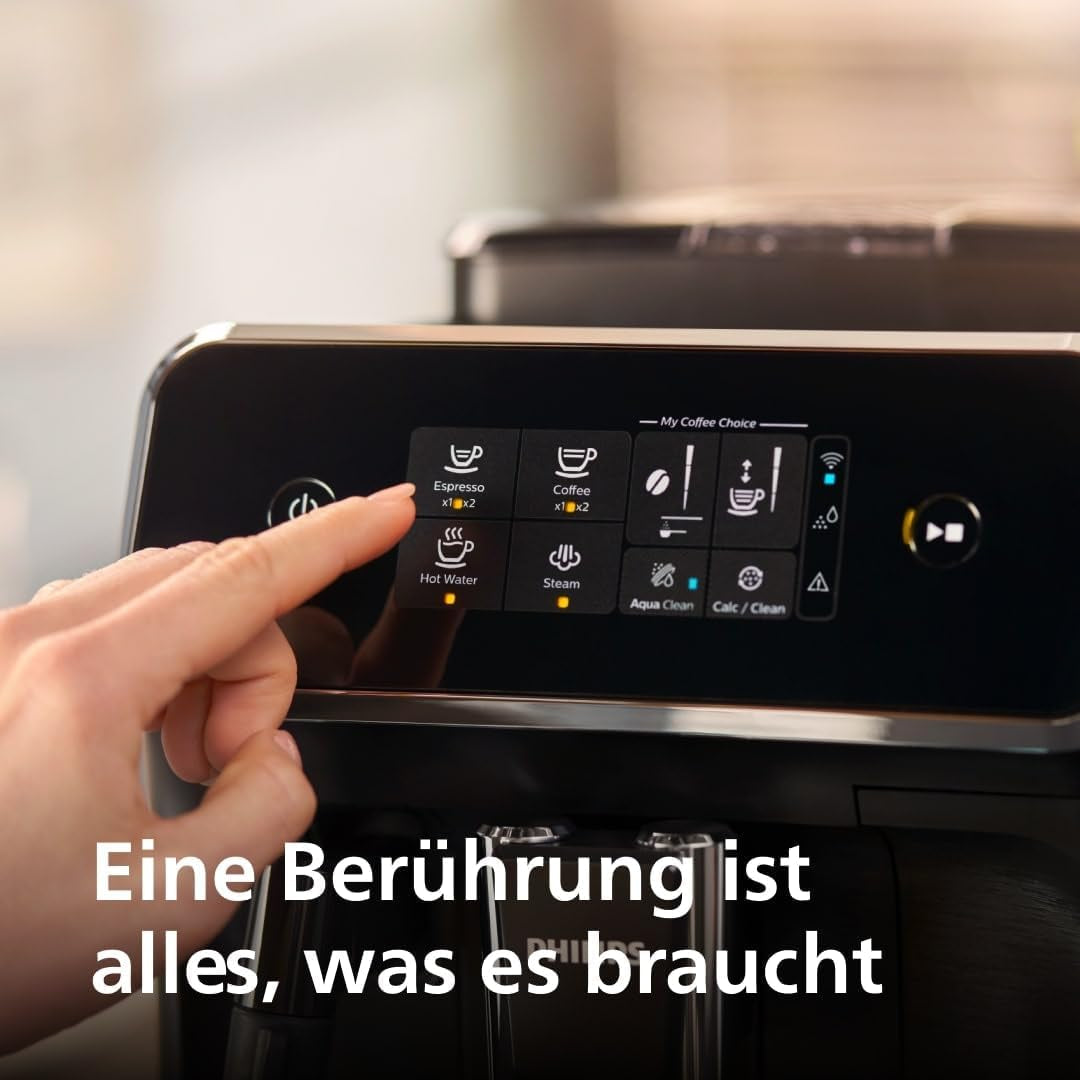 Espressor automat PHILIPS seria 2200 - 2 specialități de cafea, afișaj tactil, spumator clasic de lapte, râșniță ceramică, negru mat (EP2220/10)