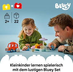 LEGO DUPLO Bluey: Ausflug zur Eisdiele mit Bluey - Lernspielzeug für Kleinkinder - Mit Spielzeug Auto und 2 Minifiguren - Geschenk für Mädchen & Jungen ab 2 Jahren - 10458