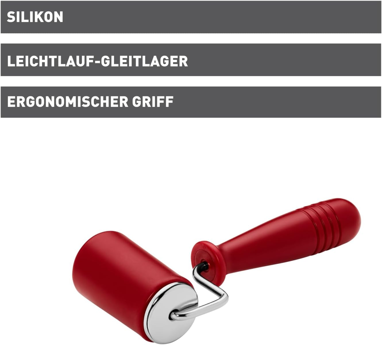 Sucitor mic roșu original Kaiser Kaiserflex 18 x 4,2 cm, sucitor conic, sucitor din silicon cu miez metalic, mâner ergonomic, rezistent la căldură până la 200°C