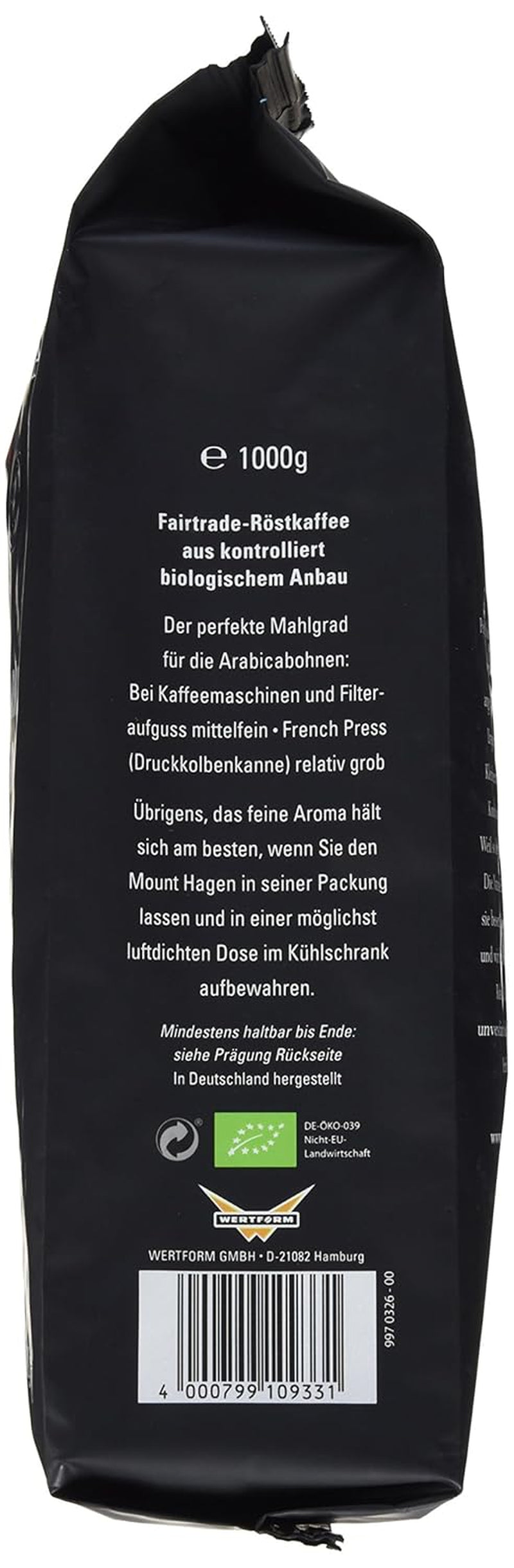 Bio FT Naturland Röstkaffee Arabica Crema, 1kg ganze Bohne
