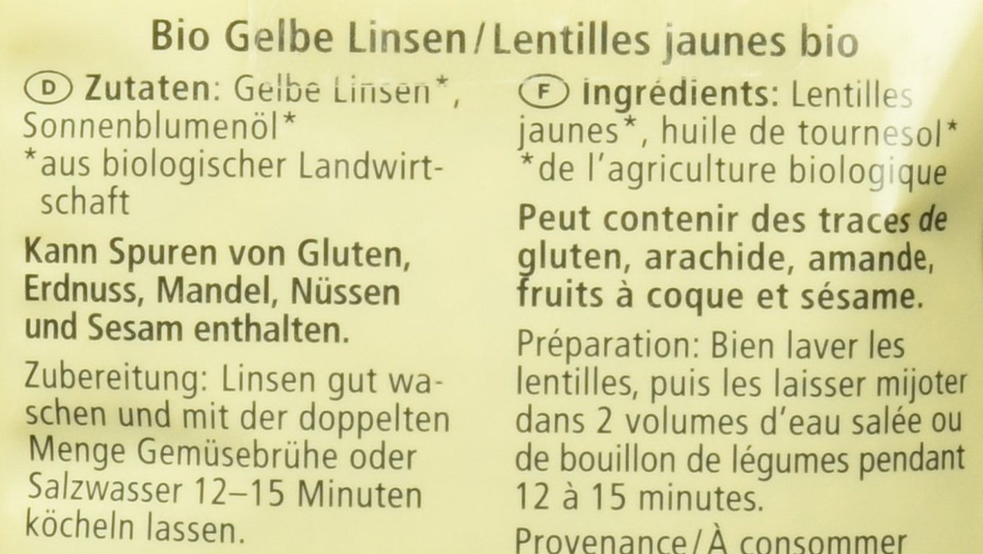 Linte galbenă organică, 500g