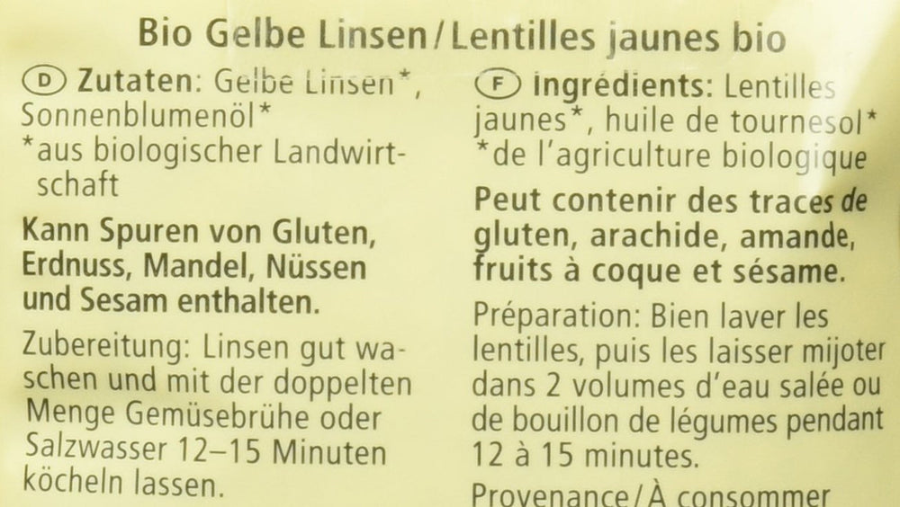 Linte galbenă organică, 500g