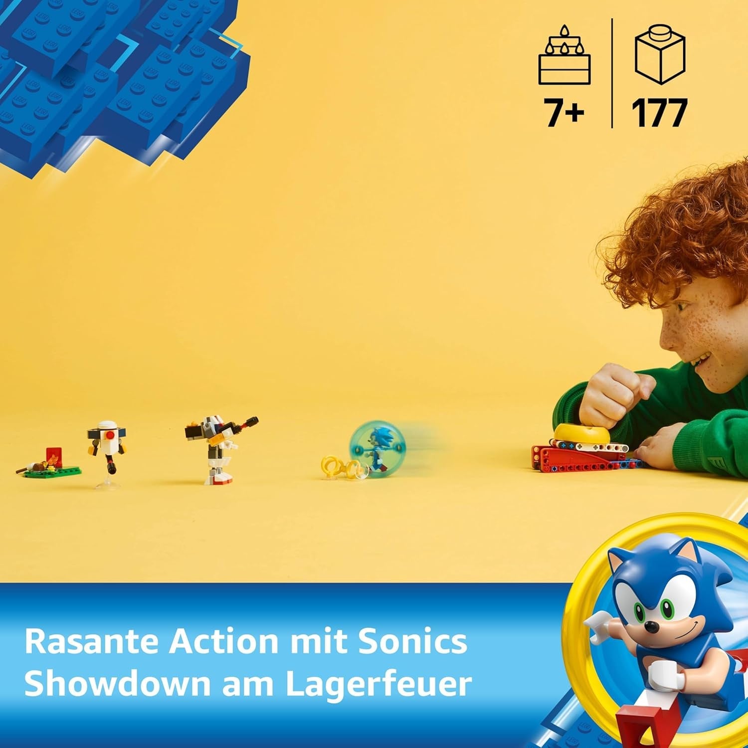 LEGO Sonic the Hedgehog: Sonic’s Campfire Clash Set, Collectible Building Toy with 4 Characters, Gold Rings and a Chaos Emerald, Gifts for Gamers, Boys & Girls Aged 7 Plus 77001