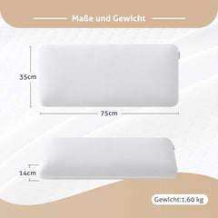 EGO HOME Pillow Memory Foam Soft Ergonomic Pillow For Back Sleeper Side Sleeper Neck Support Pillow With Breathable And Washable Cover, Oeko-Tex Certified, Neck Pillow 75X35Cm Perne standard Naty Shop