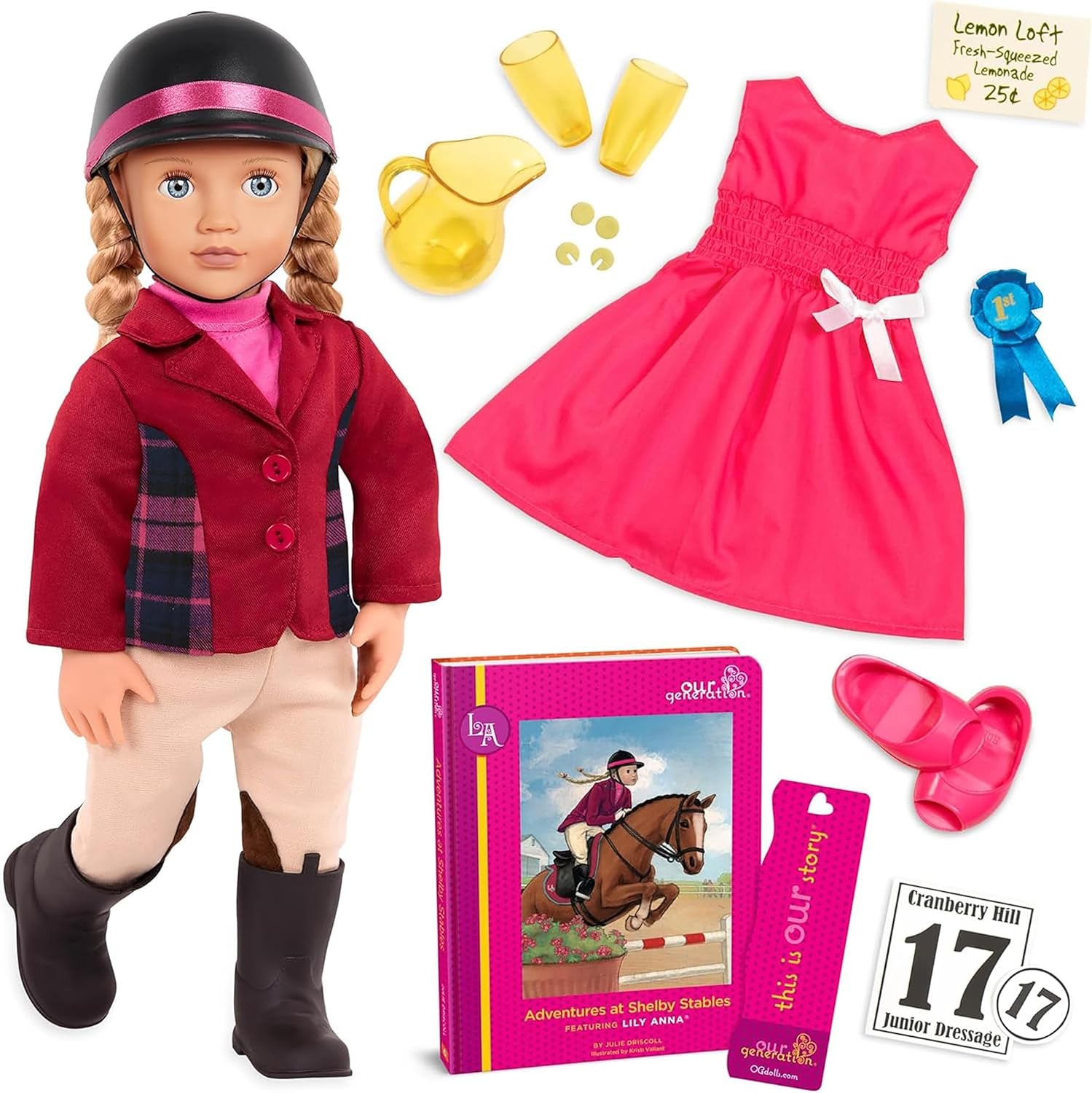 Our Generation - Reese - Bewegliche 46 cm-Puppe - Lebensechte braune Augen & langes braunes Haar - Handgepäck und Reisezubehör - Vorgetäuschtes Spiel - Spielzeug für Kinder ab 3 Jahren