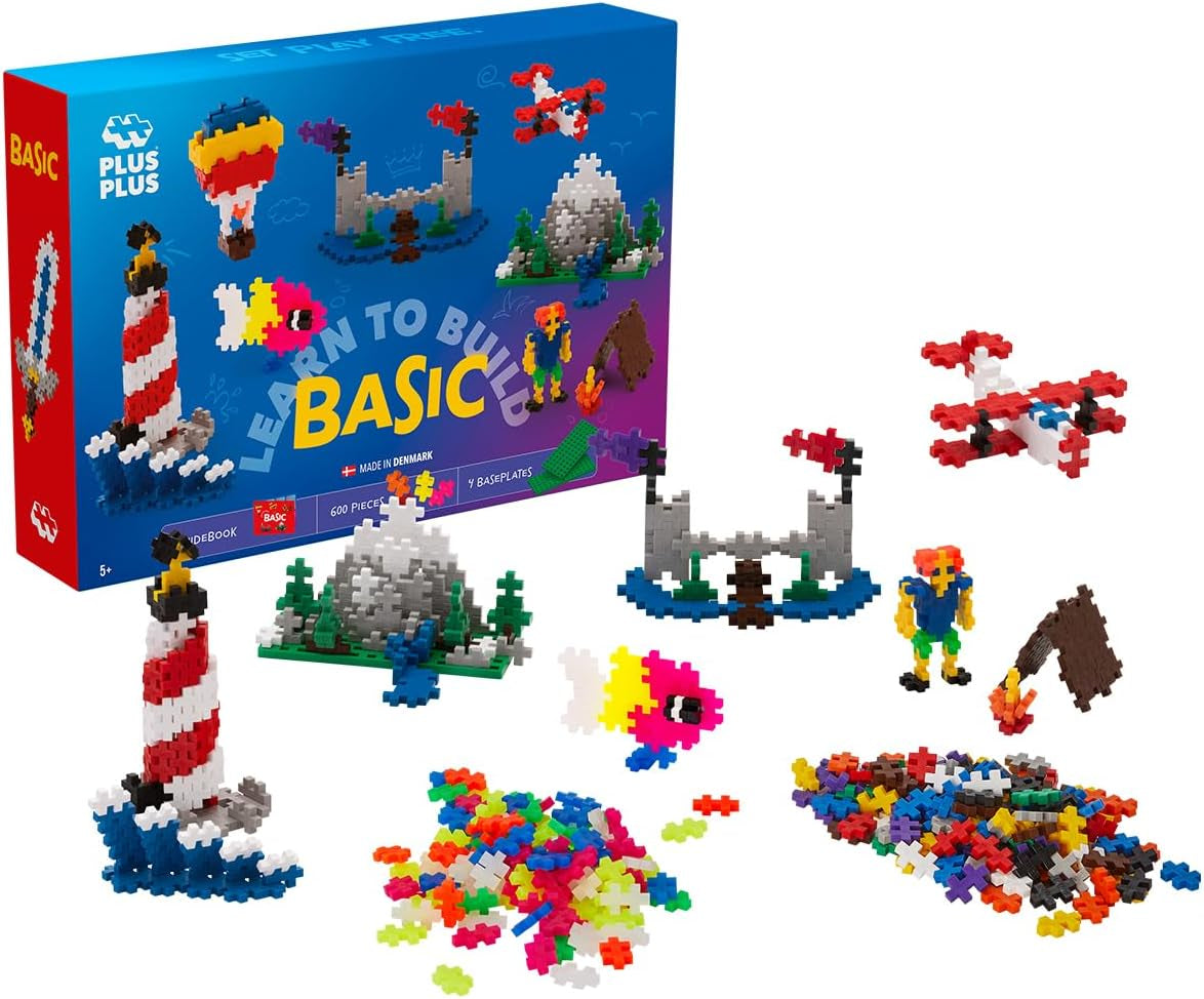 Plus-Plus 3908 Geniales Konstruktionsspielzeug, Learn to Build, Einhörner, Kreativ-Bausteine, 275 Teile