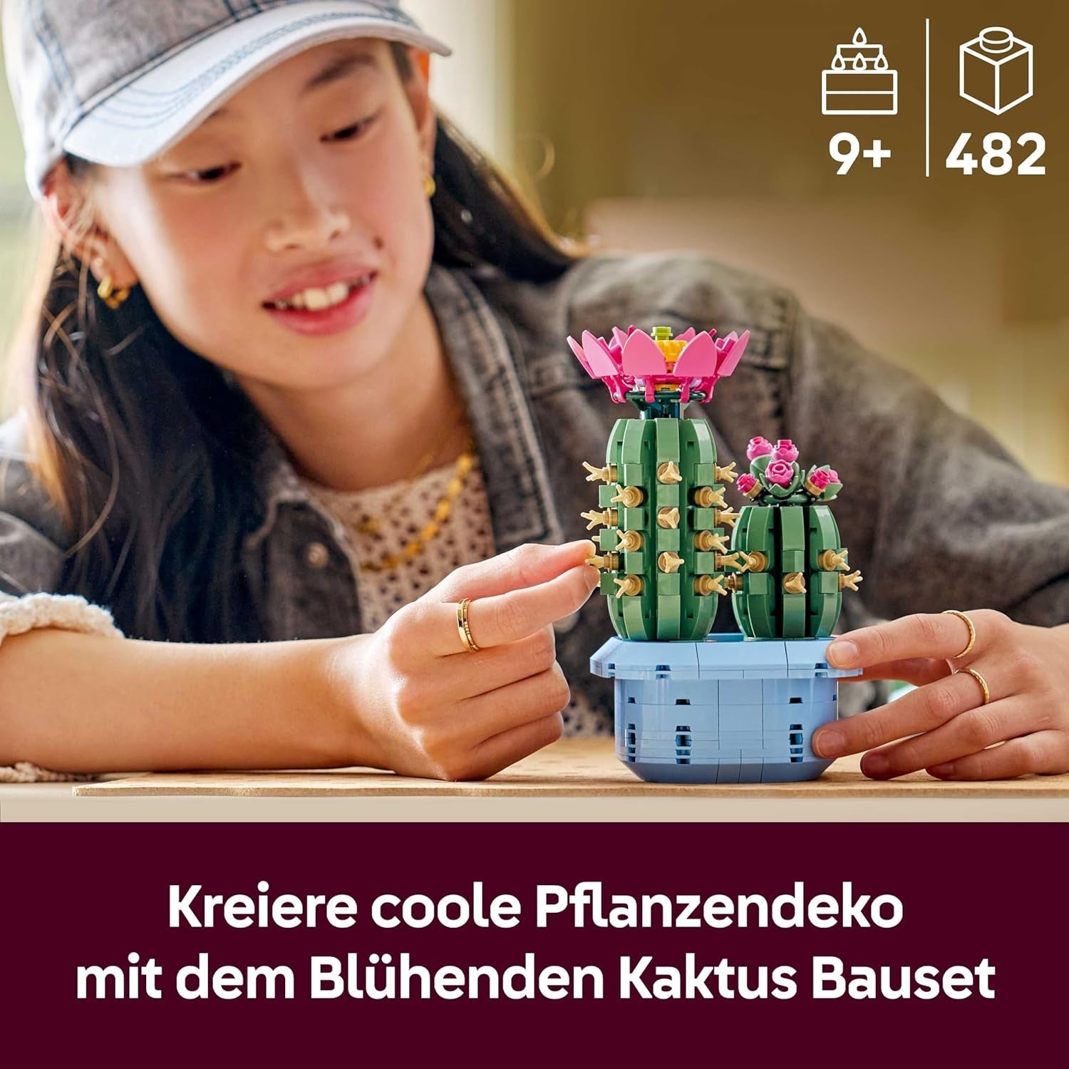 LEGO Botanicals Blühender Kaktus - Set mit Kunstpflanze mit 2 Kakteen & künstlichen Blüten - DIY Deko - Geschenkidee zum Geburtstag für Mädchen ab 9 Jahren & Erwachsene Pflanzenliebhaber - 11509