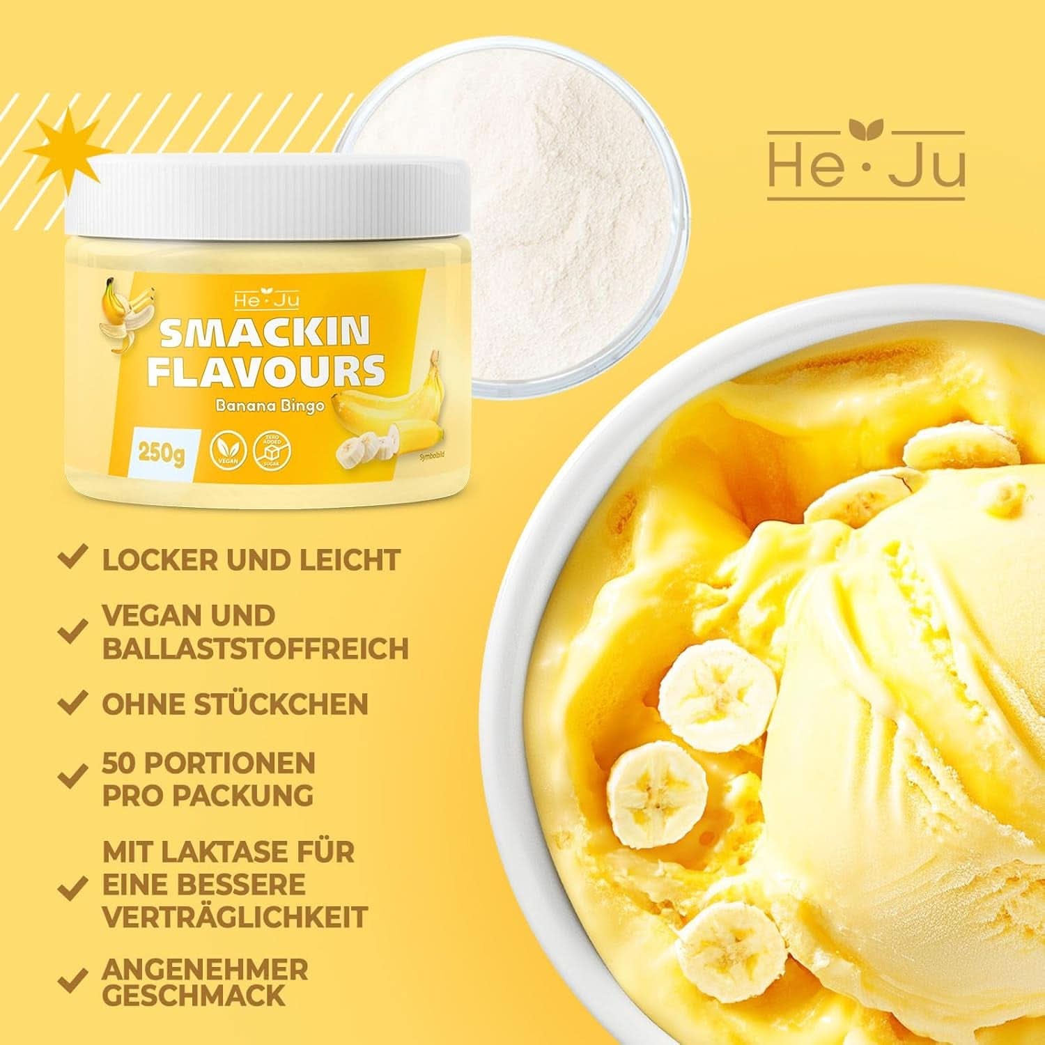 He-Ju, Pudră cu aromă de banane, 250 grame Arome Naty Shop