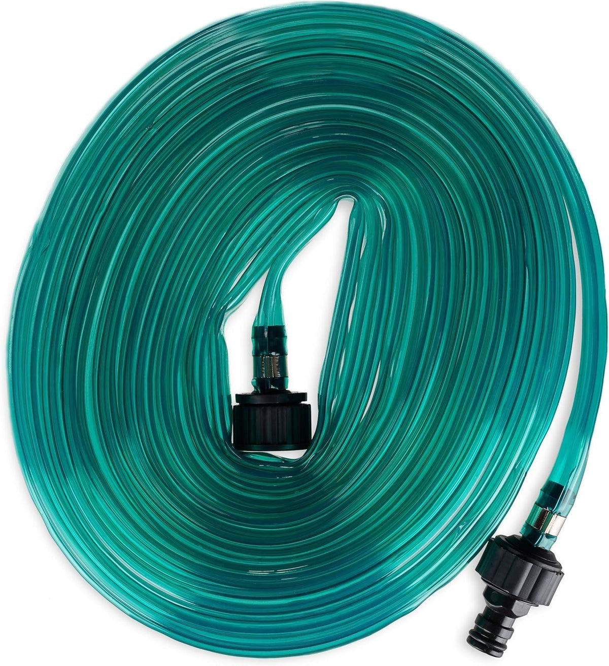 Furtun de irigare Relaxdays, furtun plat pentru grădină, cu orificii, gata de conectare, 8 metri, verde, 1 bucată, plastic