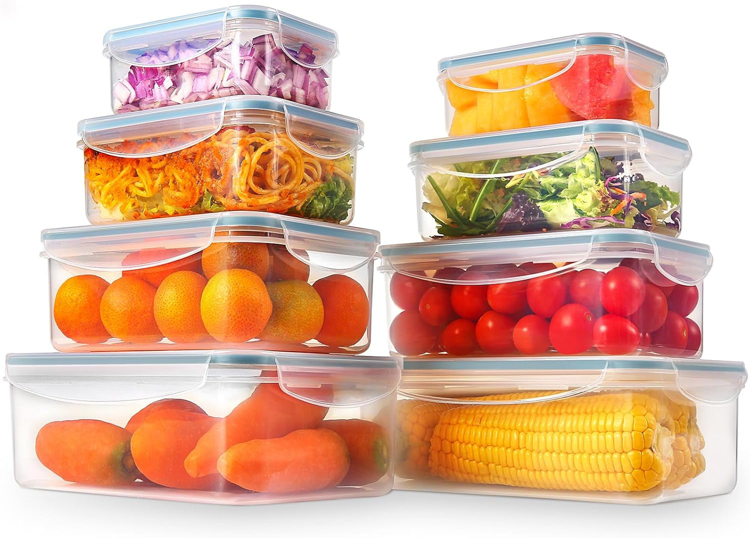 YASHE borcan de depozitare a alimentelor cu capac, set borcan de depozitare din plastic din 12 piese, fără BPA, 100% etanș, stivuibil, transparent Cutii depozitare alimente Naty Shop Mb-04-8Pcs