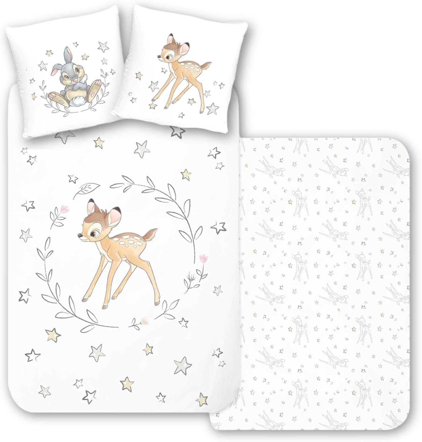 Lenjerie de pat pentru copii, diverse personaje animate, 100% bumbac Lenjerie de pat - copii Naty Shop Bambi
