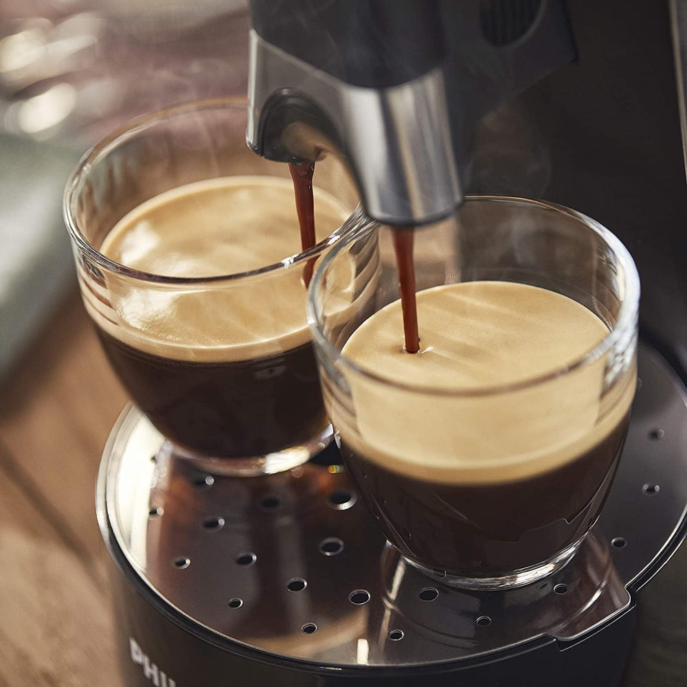 Espressor cu capsule PHILIPS Senseo Select cu selectare a intensității cafelei și funcție de memorare, fabricat din plastic reciclat, culoare: negru (CSA240/60)