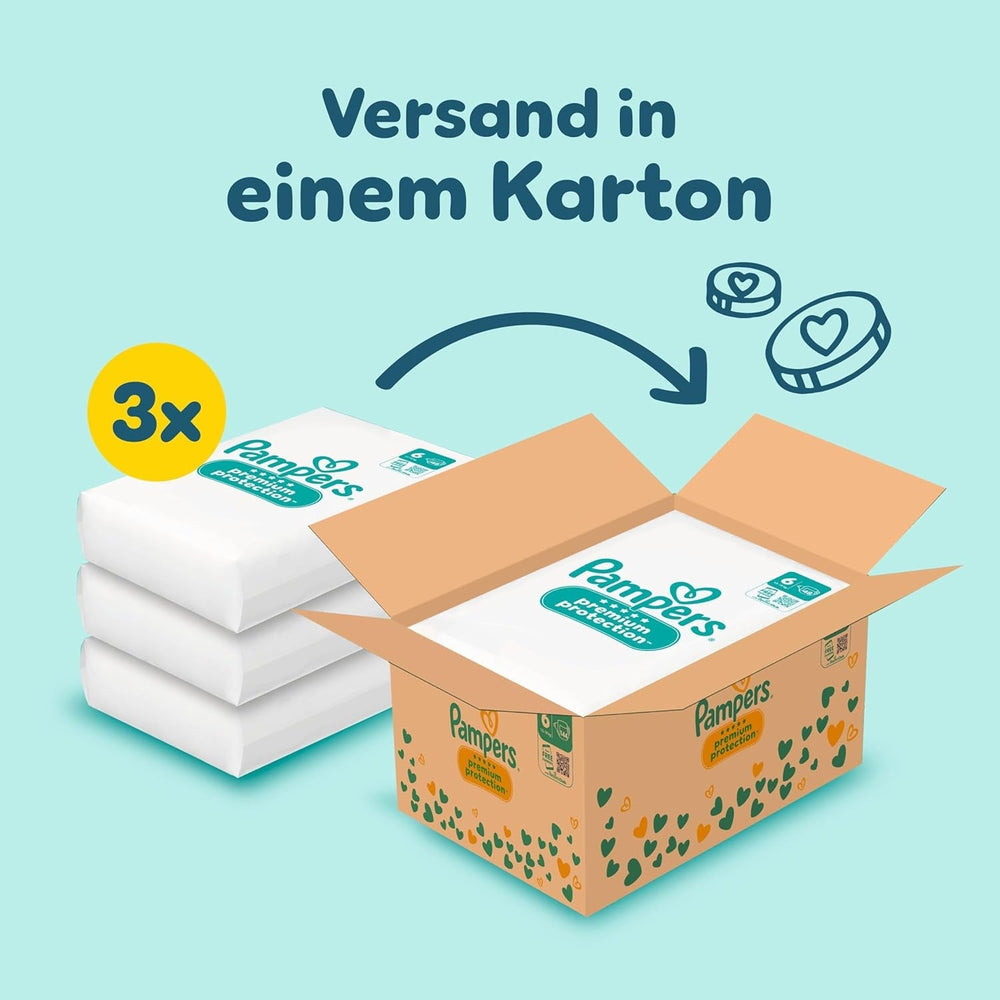 Pampers Premium Protection mărimea 6, 144 scutece, 13 kg-18 kg, protecția noastră numărul 1 împotriva pielii și scurgerilor