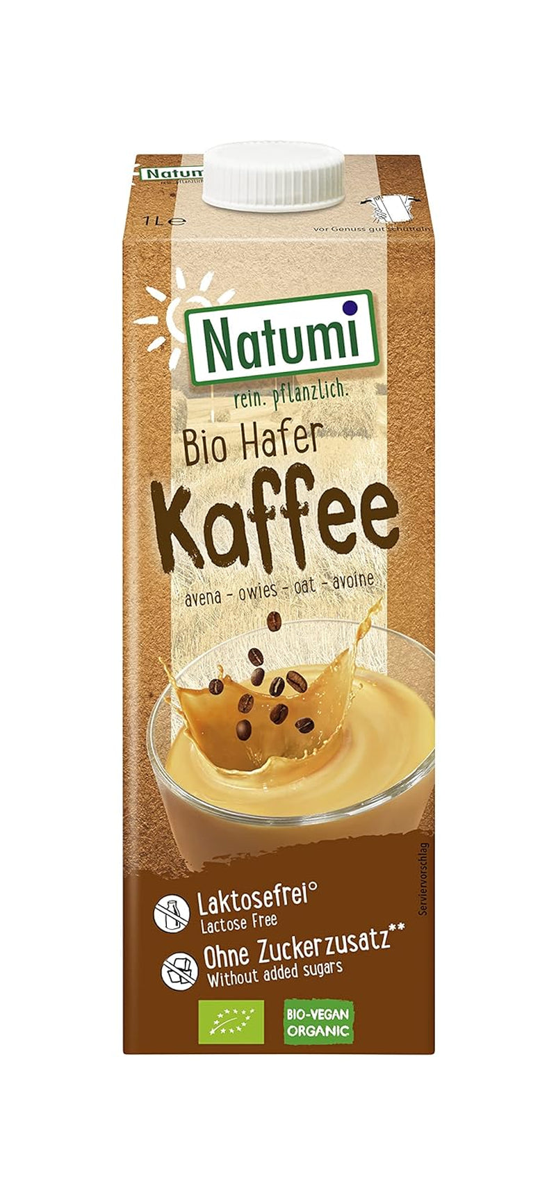Natumi Bio Hafer Barista, 8 x 1L - Laktosefrei, Aufschäumbar, Barista-Style, Bio, Hergestellt mit deutschem Hafer, Vegan, Milchfreie milchfreie Alternative