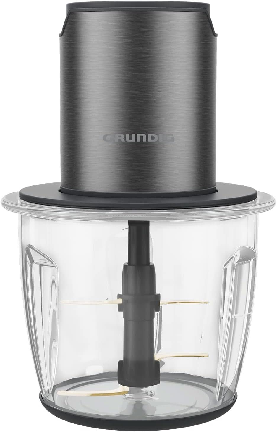 Grundig Delisia Novus CH 7140 Professioneller Multi-Zerkleinerer, 500 Watt, 4 Edelstahlmesser Mit Zirkonium-Beschichtung, 1L Glasbehälter, 2 Stufen, Anti-Rutsch-Unterlage, Dark Inox/Schwarz Bucatarie Naty Shop