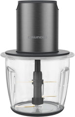 Grundig Delisia Novus CH 7140 Professioneller Multi-Zerkleinerer, 500 Watt, 4 Edelstahlmesser Mit Zirkonium-Beschichtung, 1L Glasbehälter, 2 Stufen, Anti-Rutsch-Unterlage, Dark Inox/Schwarz Bucatarie Naty Shop