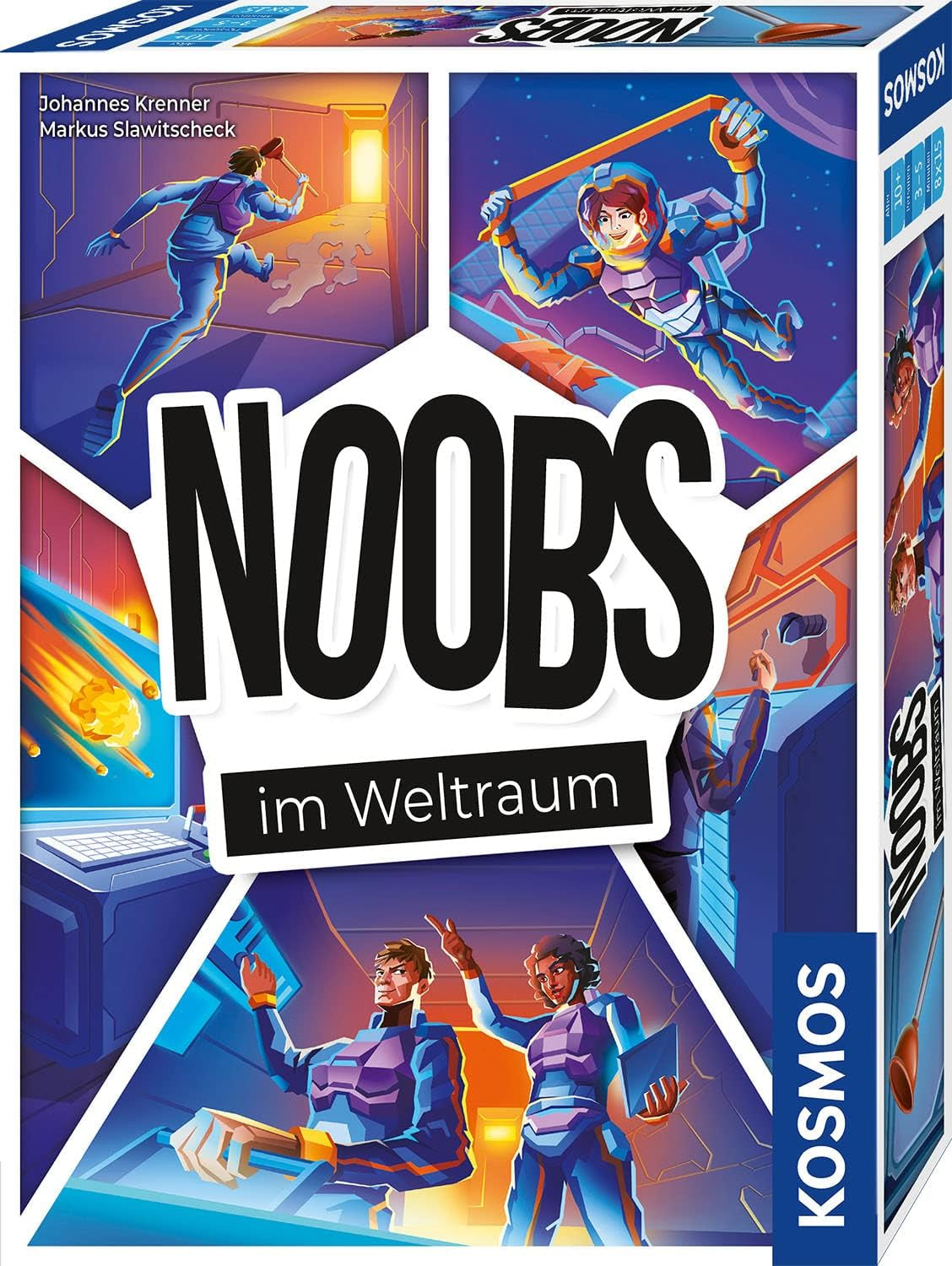 Kosmos 683771 Noobs - În spațiu, stăpâniți misiunile spațiale împreună, joc de cărți distractiv și comunicativ, pentru 3-5 jucători, cu vârsta de la 10 ani în sus, joc de petrecere, joc de călătorie, suvenir, mic cadou
