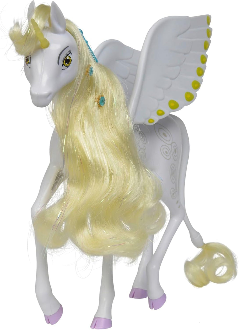 Simba 109480093 - Mia and Me Unicorn Onchao, cu aripi mobile, agrafe de păr, perie de coafat, cal de jucărie, ponei, Centopia, vârste 3+, roz