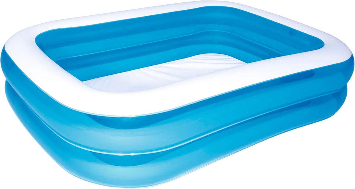 Bestway - Piscină gonflabilă dreptunghiulară Deluxe albastră, 211 x 132 x 46 cm, Albastră/Alb