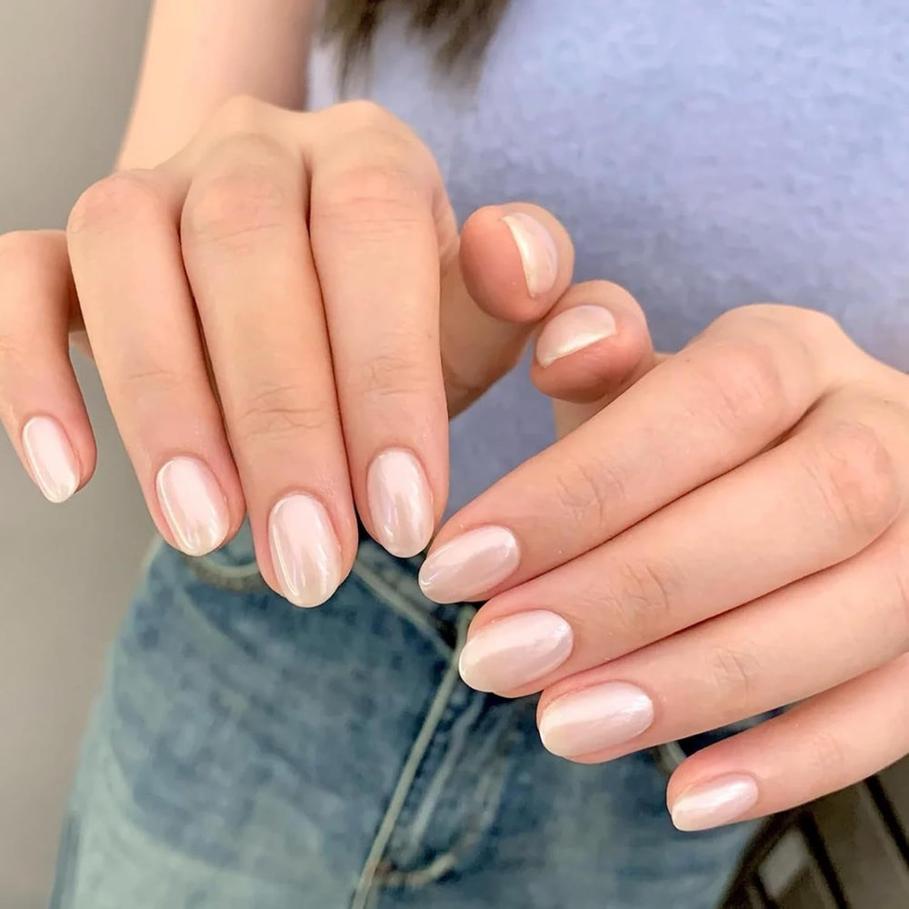 2 Schachteln Weiße Perle Chrom Nagelpuder - Transparent Aurora Ice Shimmer Chrome Pigment Pulver Für Nägel, Glazed Donut Glitzerpuder Nails Spiegeleffekt-Glitter Nagelkunst-Pulver Für Diy-Salon