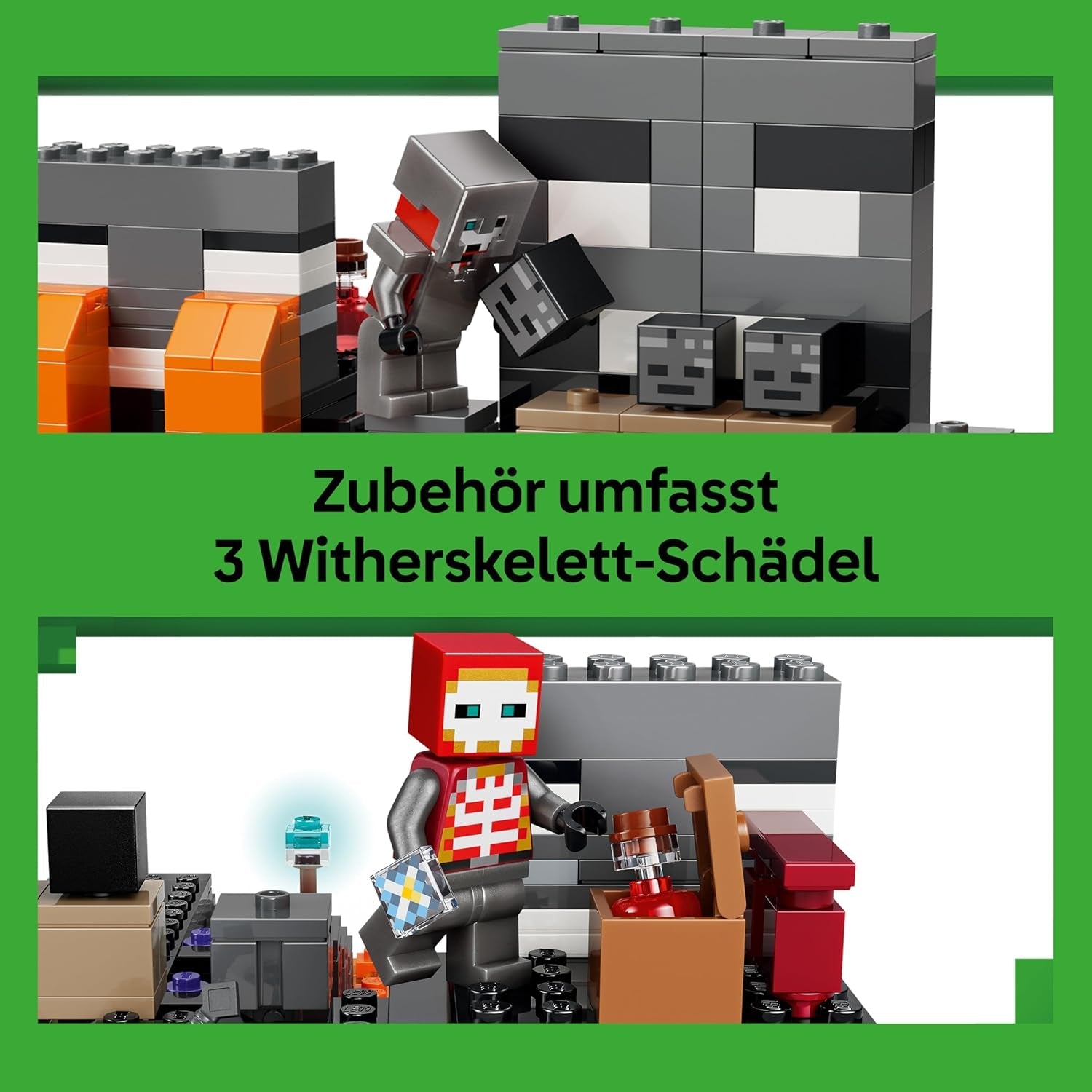LEGO Minecraft Duell mit dem Wither - Geschenk für Junge Gamer - Merchandising für Fans - Minecraft - Bauset mit vielen Kreaturen und Werkbank für Jungen und Mädchen ab 8 Jahren - 21590