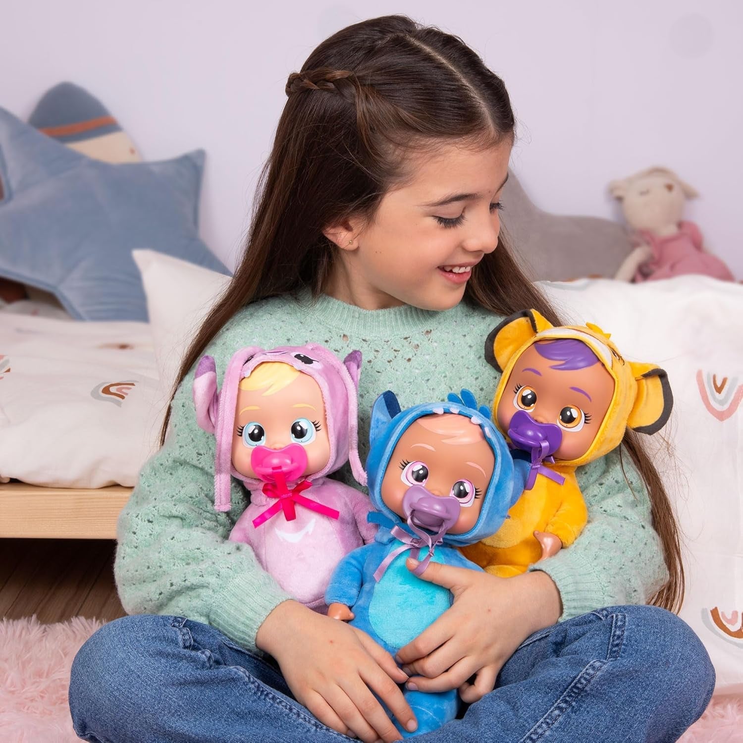 CRY Babies Tiny Cuddles Disney Angel, Babypuppe Inspiriert von Angel von Disney Lilo&Stitch, mit 3 Accessoires, Pflegen und Umsorgen, sie weint echte Tränen, Kinder ab 18 Monaten