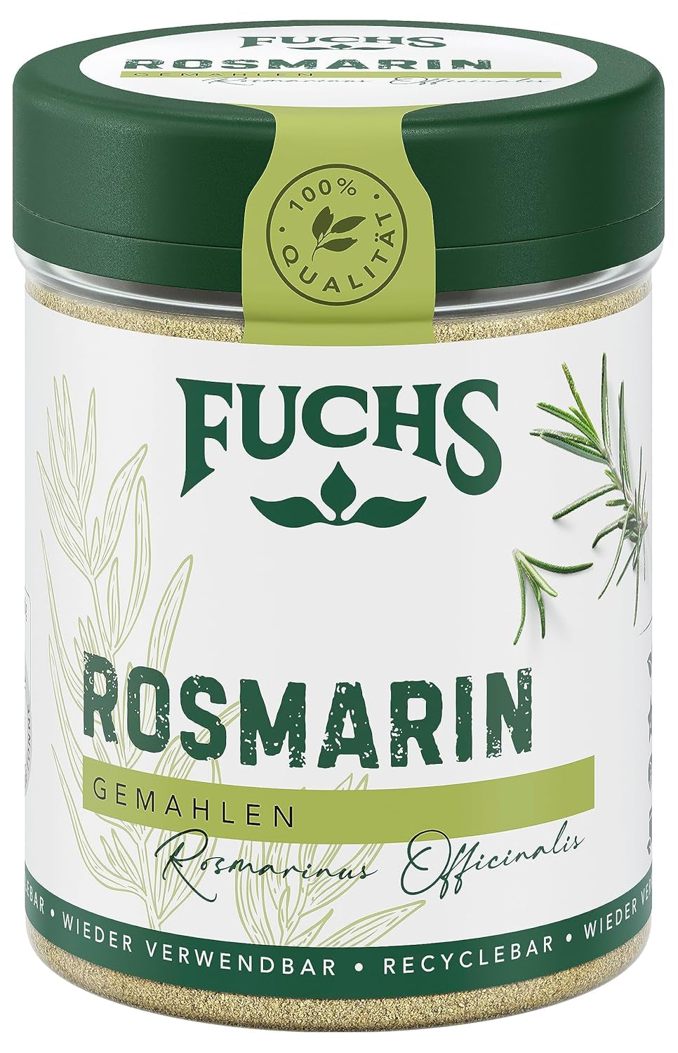 Fuchs Gewürze - Rosmarin gemahlen - zum Würzen von Fisch, Fleisch und Gemüse - natürliche Zutaten - 30 g in wiederverwendbarer, recyclebarer Dose