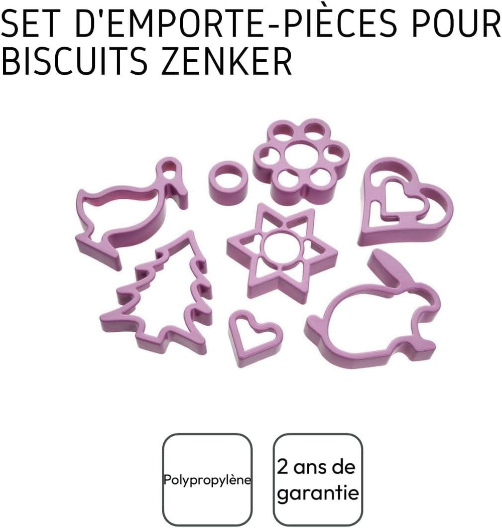 Formă de tăiat fursecuri Zenker 2 în 1 pentru bomboane, formă de patiserie, formă de tăiat fursecuri pentru Paște și Crăciun (Culoare: Roz înghețat), Cantitate: 8 bucăți