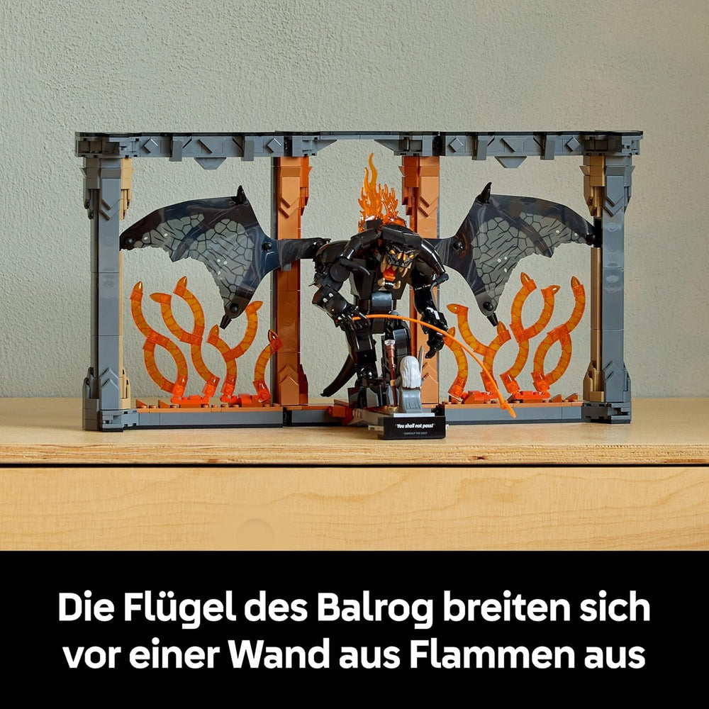 LEGO Icons Der Herr der Ringe: Balrog Bücherstütze - DIY Bücherregal Deko mit Gandalf dem Grauen Minifigur & Drachenfigur - Sammlerstück & Geschenk für Fans - 10367