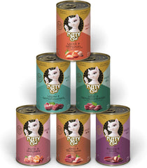 KITTY Cat Paté Mix 2, 6 x 400 g, hrană umedă pentru pisici într-un pachet de probă, hrană fără cereale cu taurină, ulei de somon și midii cu buze verzi, hrană completă cu un conținut ridicat de carne, fabricată în Germania