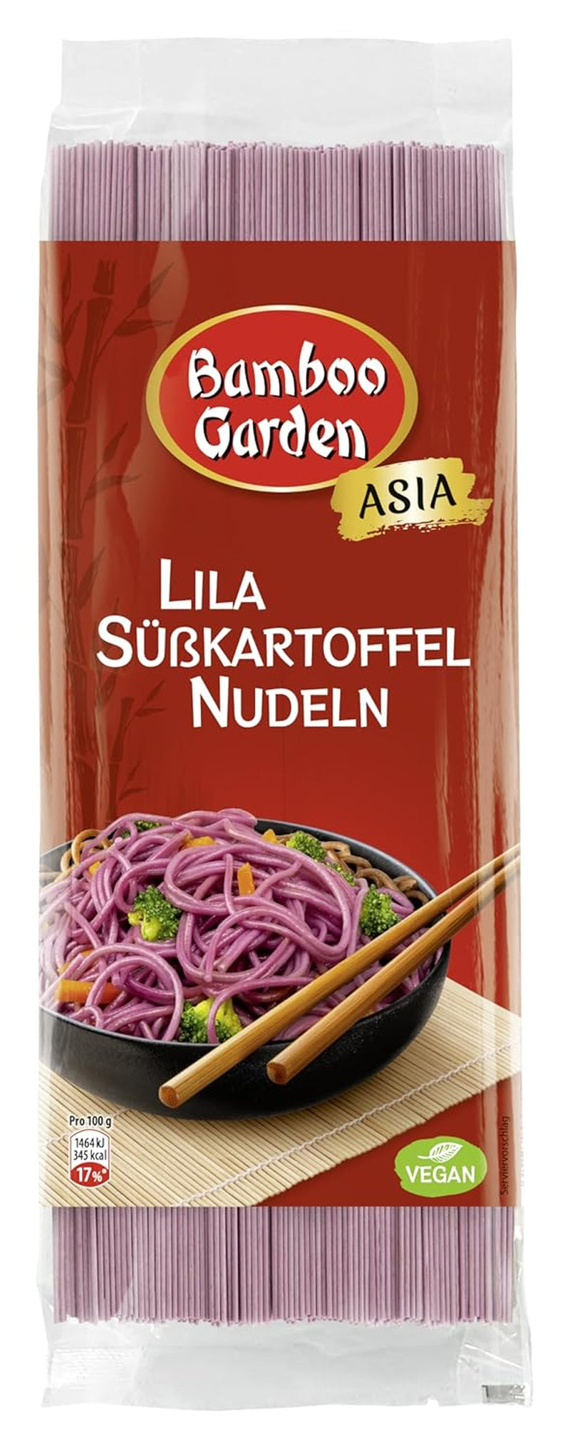 Bamboo Garden - Tăiței mov din cartofi dulci | Tăiței subțiri cu o aromă blândă de nucă | Ideali pentru boluri și salate | Rapid de preparat | Pungă de 250 g