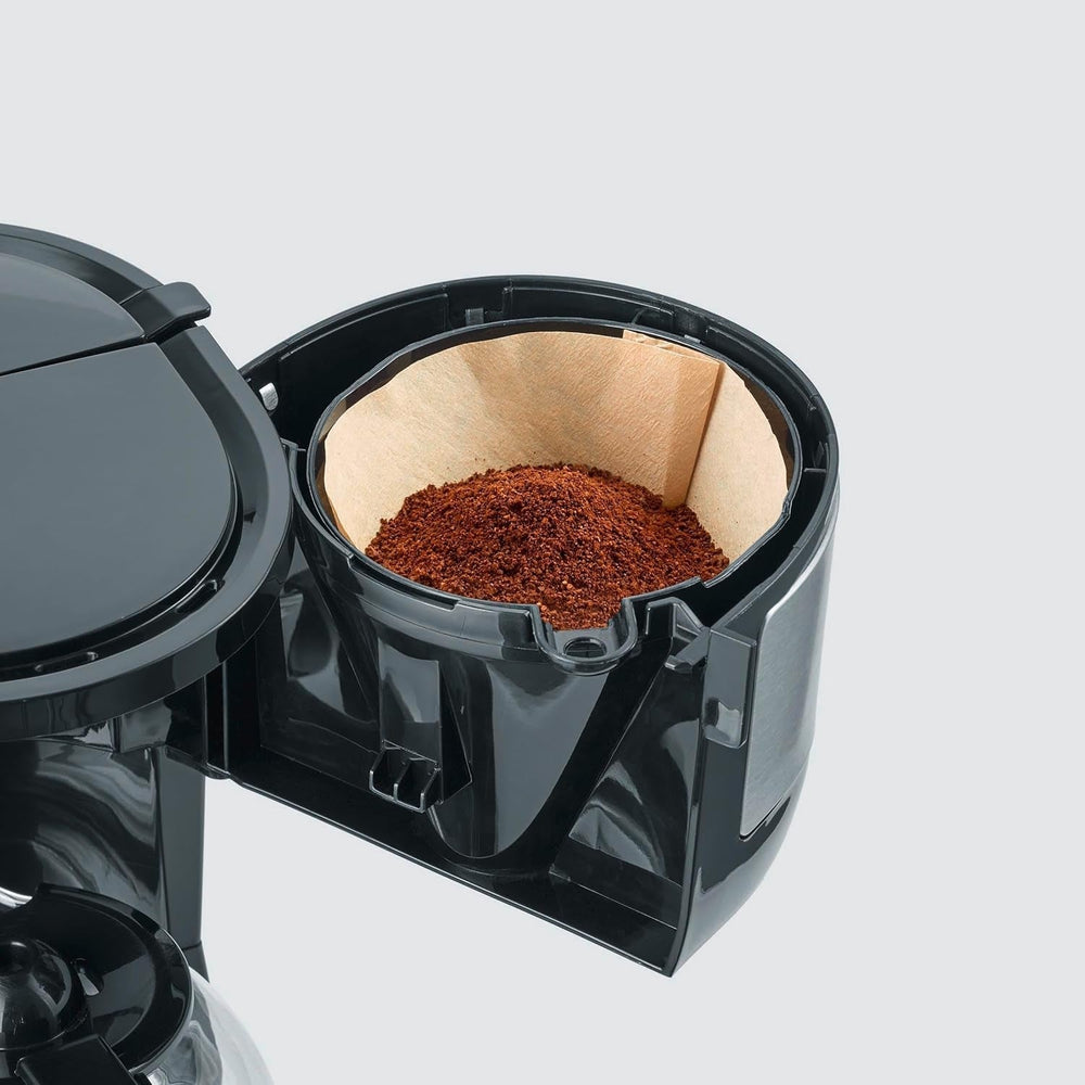 Espressor compact SEVERIN, cafea aromată cu aparatul de cafea pentru până la 4 cești, espressor cu filtru și filtru oscilant permanent, oțel inoxidabil/negru, KA 4808