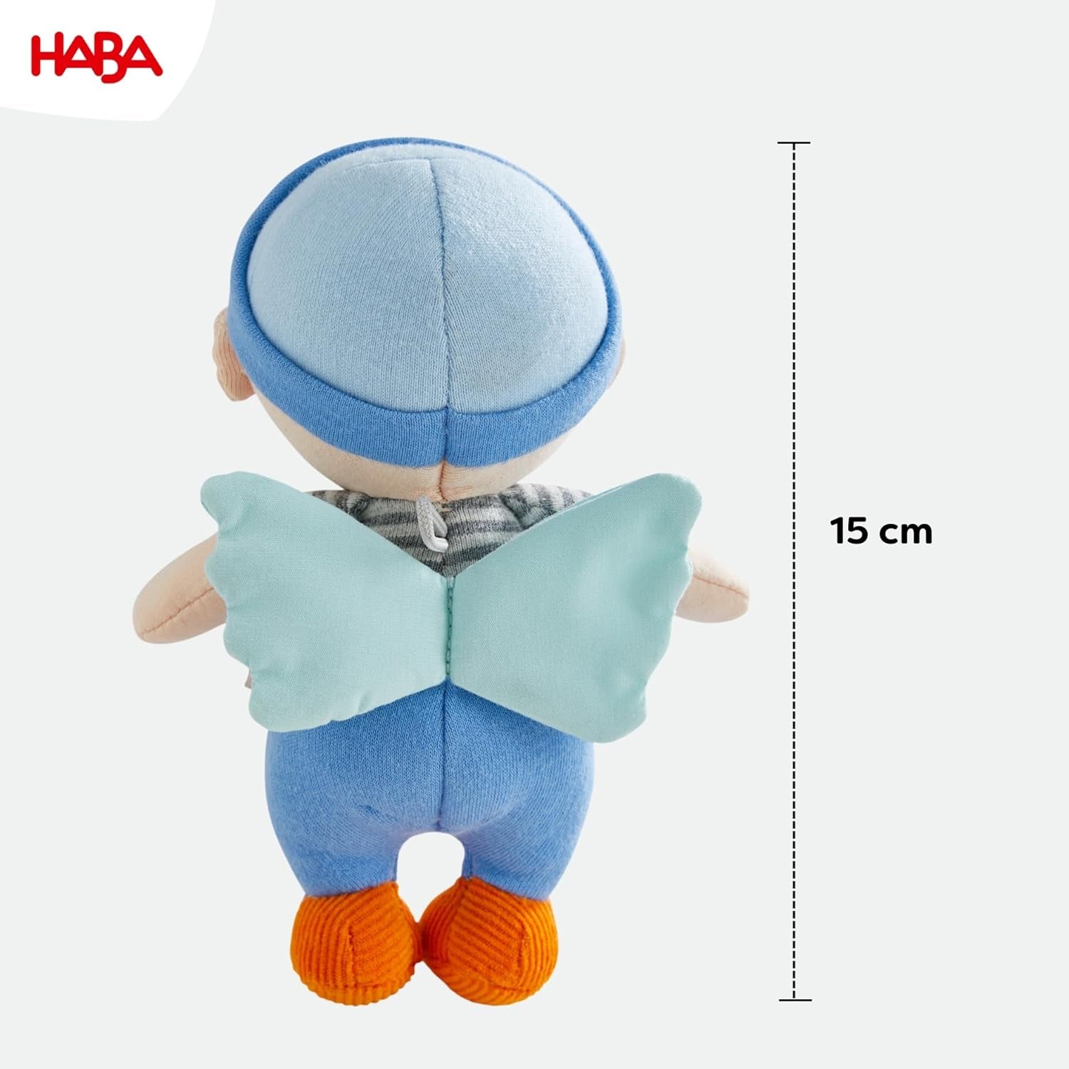Covorașe HABA Înger Păzitor – Păpușă din material textil drăguță (15 cm), cadou ideal de bun venit pentru bebeluși și copii mici – Lavabil la 30 °C – 2011869001