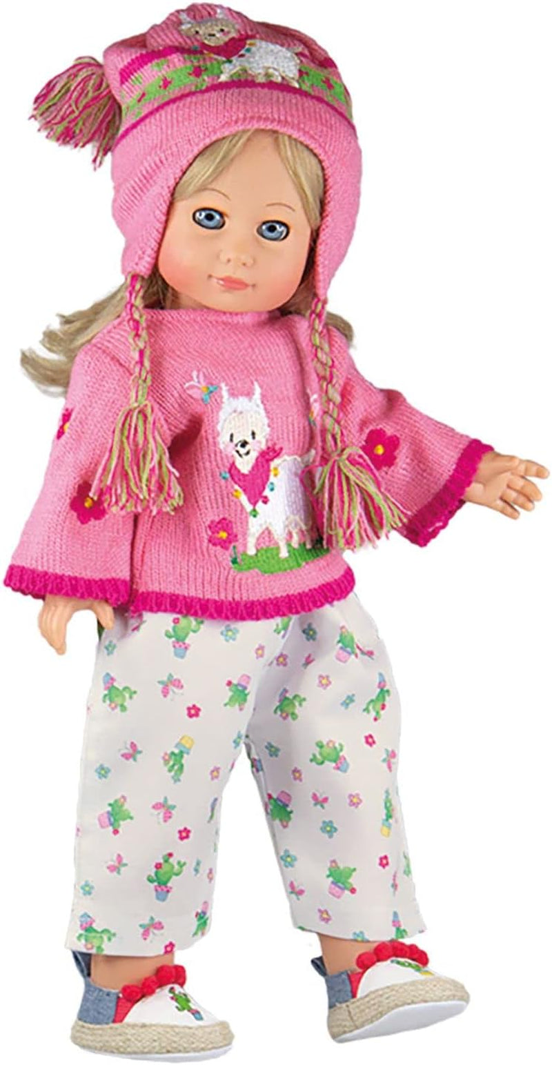 Heless 2935 - Bekleidungs-Set für Puppen im Alpaka Oskar Design, 2 teilig mit Pullover und Hose, Größe 35-45 cm