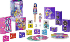 Barbie GXJ88 - Petrecere Surpriză Dezvăluire Culoare, +50 Surprize: 1 Păpușă, 1 Păpușă Chelsea, 2 Animale, 6 Schimbări de Culoare, Accesorii și Mai Multe, Set Petrecere Dansantă, Jucărie Cadou pentru Copii cu Vârsta de 3 Ani și Peste