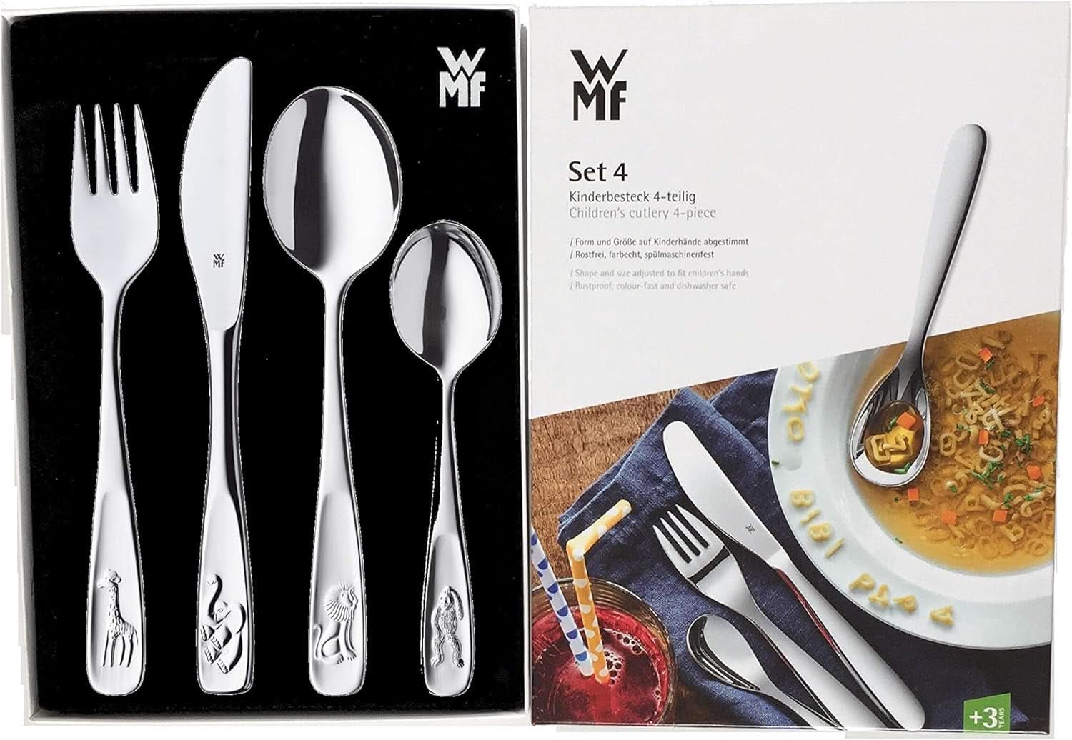 WMF Animals set de tacâmuri din oțel inoxidabil pentru copii, 4 piese, Cromargan lustruit Bucatarie Naty Shop