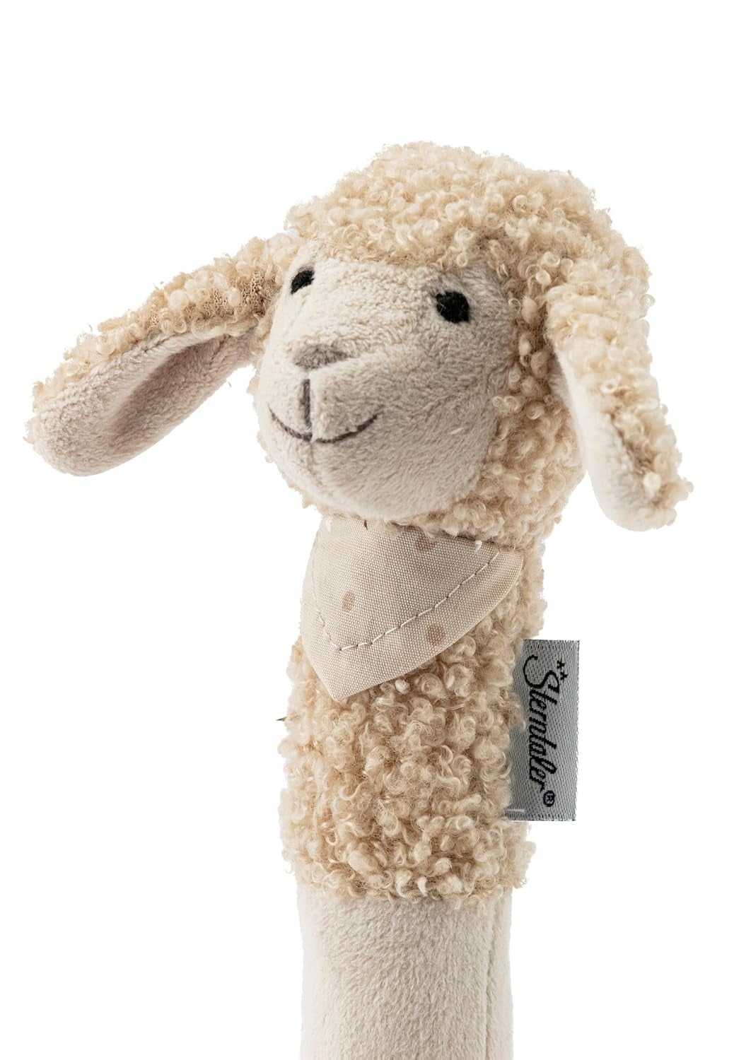 Sterntaler baby squeaker sheep Flocke - Jucărie pentru bebeluși din țesături moi - Jucărie de prins pentru bebeluși - Primele încercări de prindere și joc, de culoarea nisipului Jucarii Bebe Naty Shop