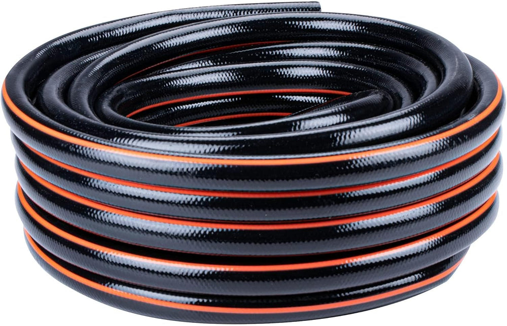 Furtun de grădină BLACK+DECKER 15 metri - Ø19MM - PVC durabil - Udarea grădinii, spălarea mașinii, umplerea piscinei - Compatibil cu orice robinet standard - Negru/Portocaliu