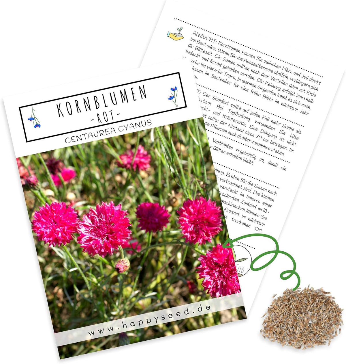 Kornblumen Samen (Centaurea Cyanus) - Wunderschön Leuchtende Blumen Mit Langer Blütezeit Für Eine Bunte Blumenwiese (Rot, 1000 Korn, 80 Cm)
