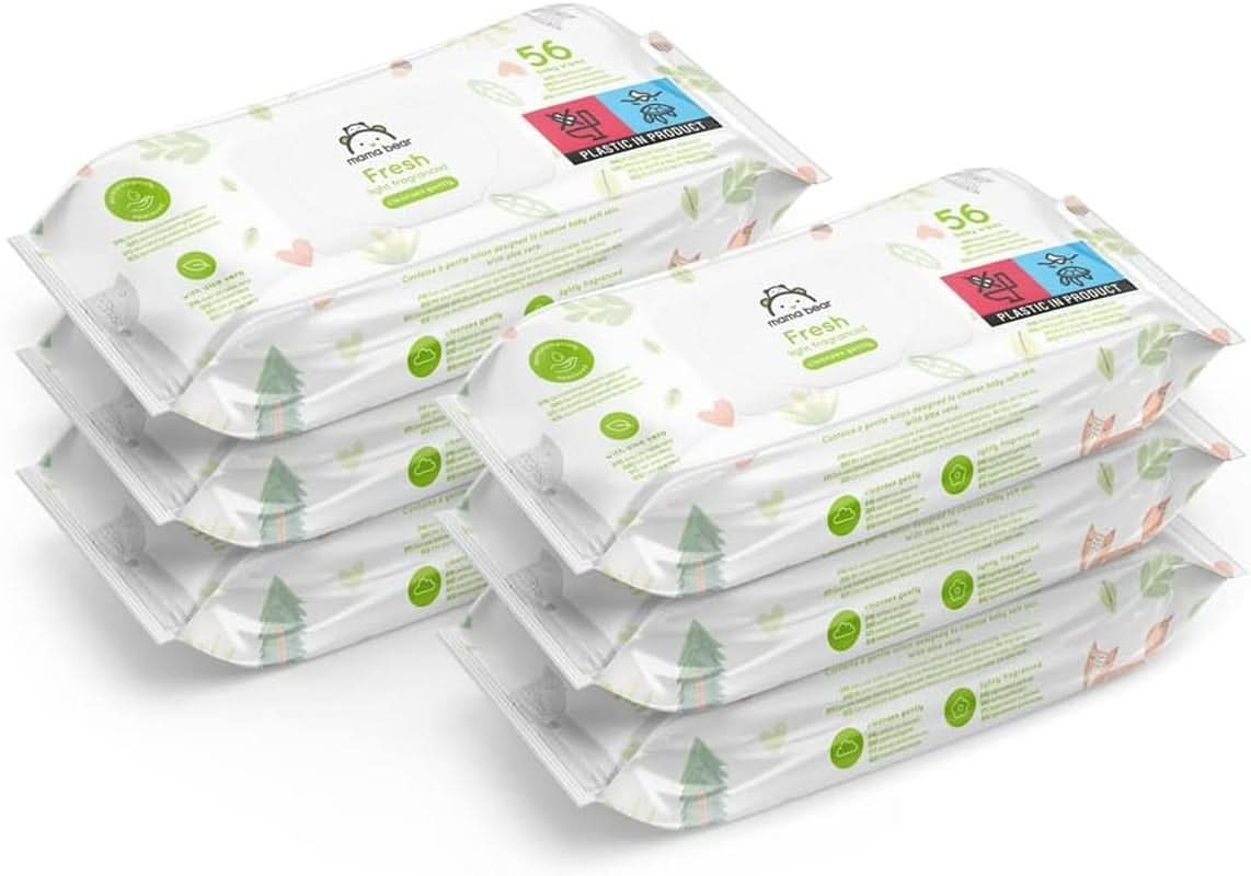 Șervețele proaspete pentru bebeluși cu Aloe Vera Mama Bear Naty Shop 56 bucăți (pachet de 6)