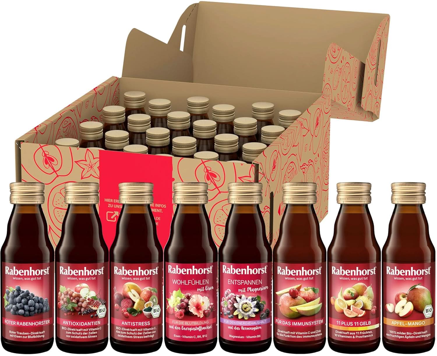 Rabenhorst pachet de degustare mini, 8 soiuri ori 3 sticle (24 X 125 ml) Bauturi fara alcool Naty Shop