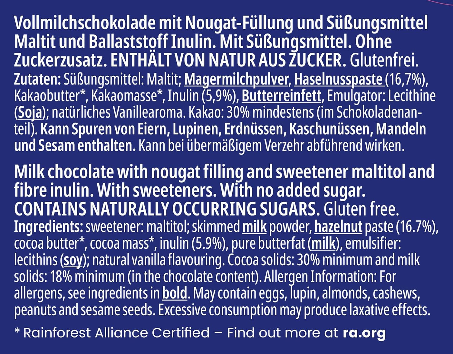 frankonia CIOCOLAT FĂRĂ ZĂHĂR ADĂUGAT Nugat Ciocolată, fără gluten, 100 g