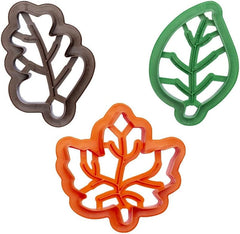 0255165 Forme de biscuiți cu frunze de toamnă, din plastic, setul ideal pentru decorațiuni din pastă de zahăr sau pastă de gumă, fabricate în Italia, design original. Pachet de 3.