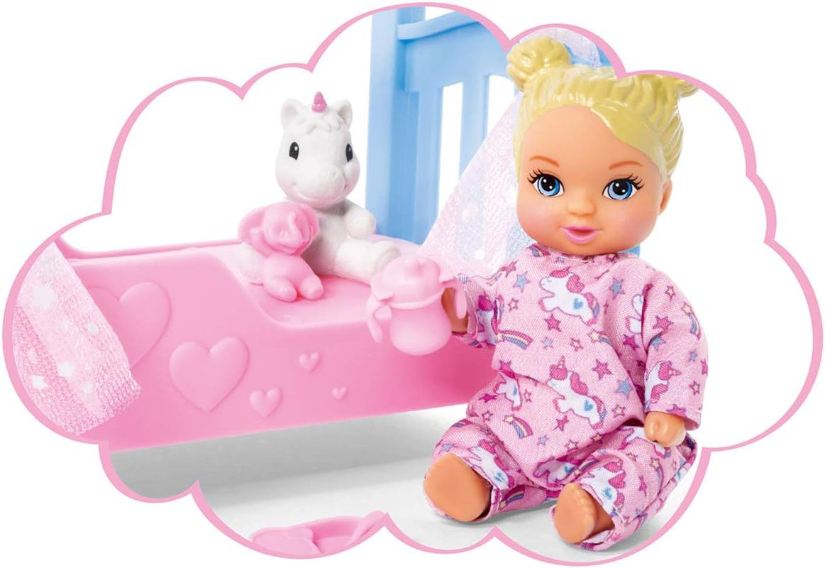 Simba Steffi Love Sweet Dreams / Puppe mit süßem Baby und Kinderbett / mit Glow in the Dark Funktion / 12 Teile / 29cm / Für Kinder ab 3 Jahren