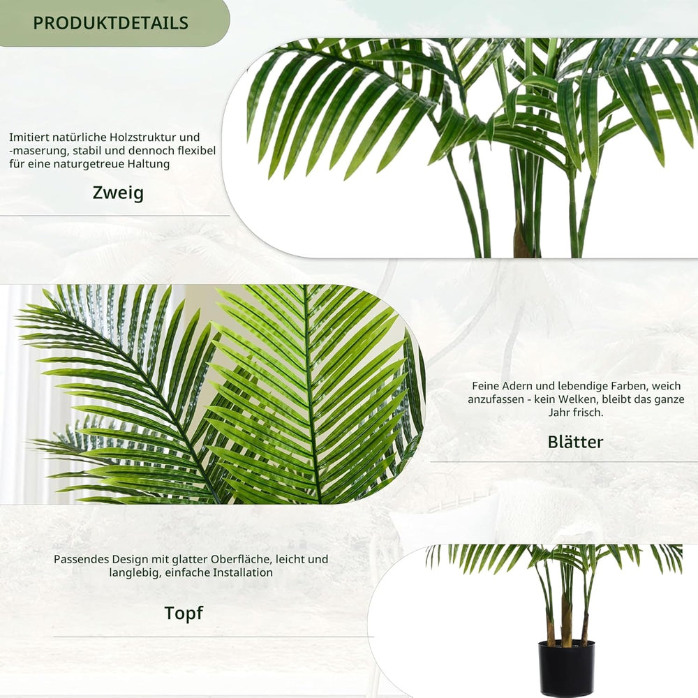 Künstliche Gefälschte Palme 180CM Tropische Bäume Im Topf Mit 18 Stämmen Und Echter Rinde Design Areca Boden Pflanze Gefälschte Palme Pflanze Für Indoor Outdoor Home Decor