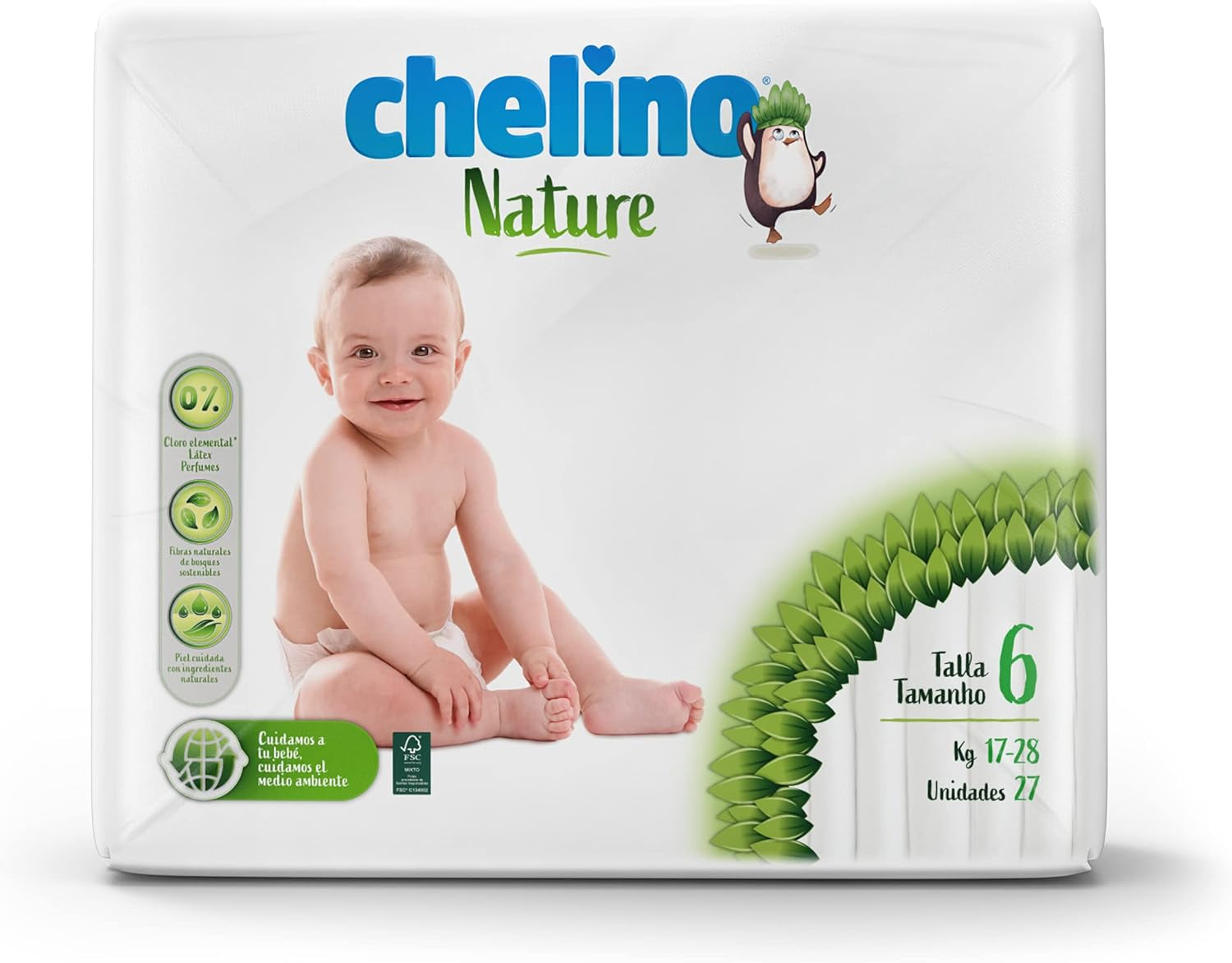 Scutec pentru copii Nature, mărimea 6 (17-28 kg), 162 scutece