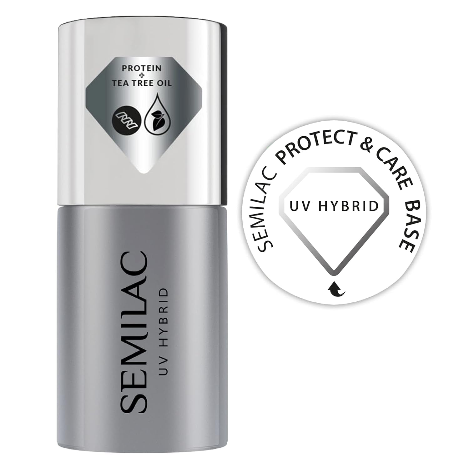 Bază de ojă UV Semilac Pure&Clean 7 ml – Bază hibridă autonivelantă pentru unghii sensibile