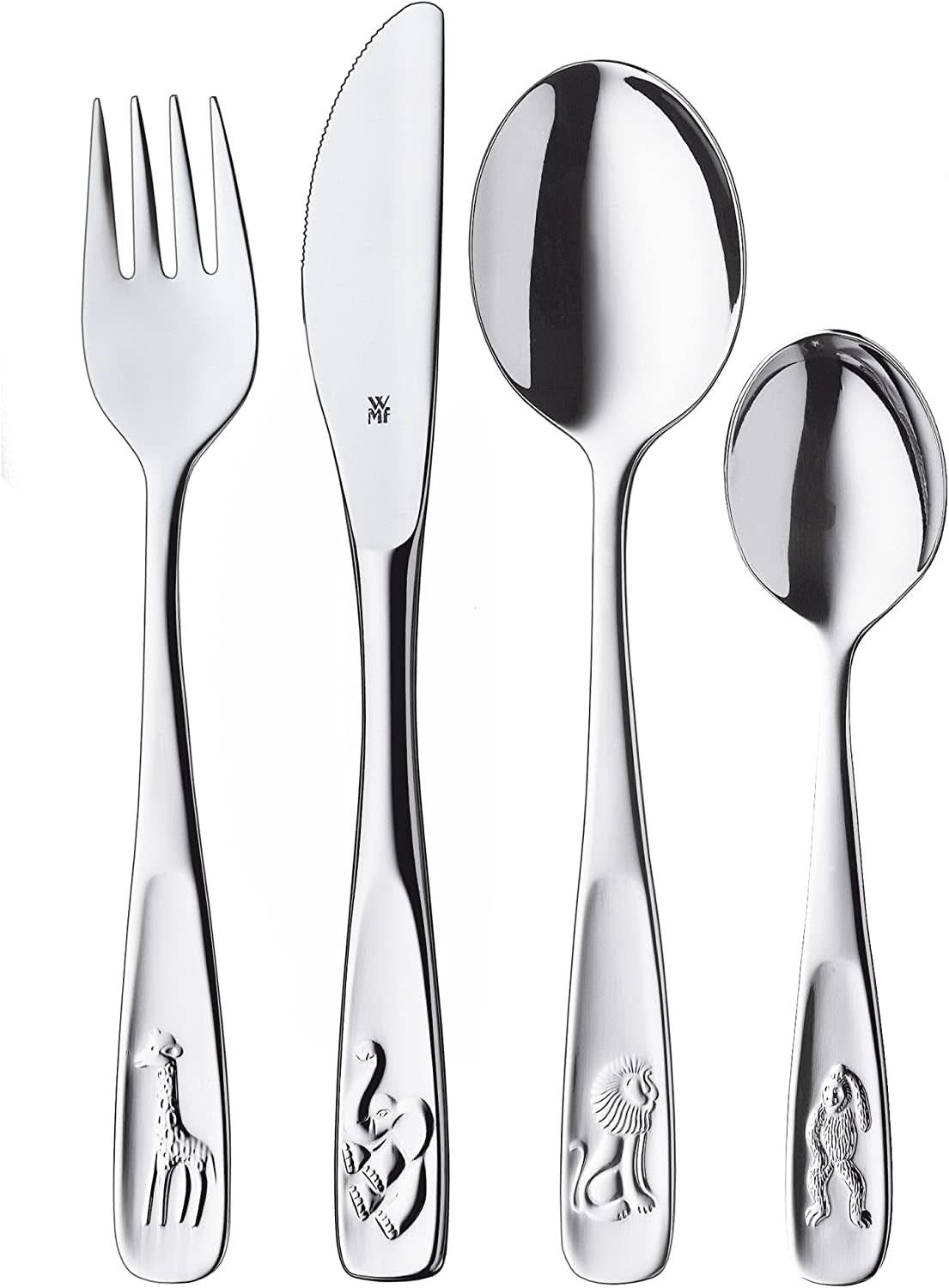 WMF Animals set de tacâmuri din oțel inoxidabil pentru copii, 4 piese, Cromargan lustruit Bucatarie Naty Shop