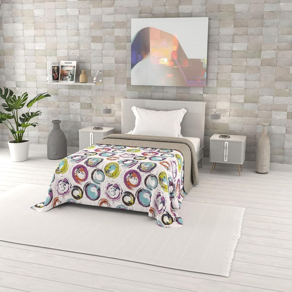 Cuvertură de vară imprimată Fantasy, umplutură din poliester, Petali, 260X270Cm Plapumi si pilote Naty Shop Cerchi Astratti 170X270Cm