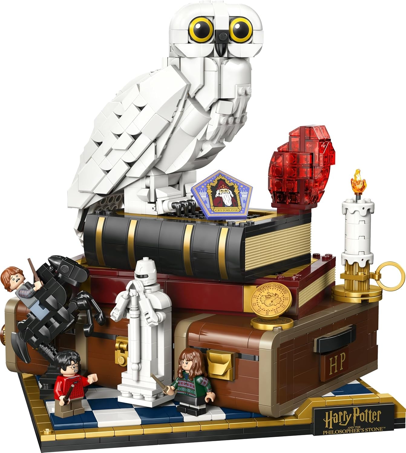 LEGO Harry Potter Stein der Weisen - Sammleredition - DIY Deko - Modellbau mit Miniatur Filmszenen - Hedwig Eulenfigur, 3 Minifiguren - Geschenk zum Vatertag - 76466